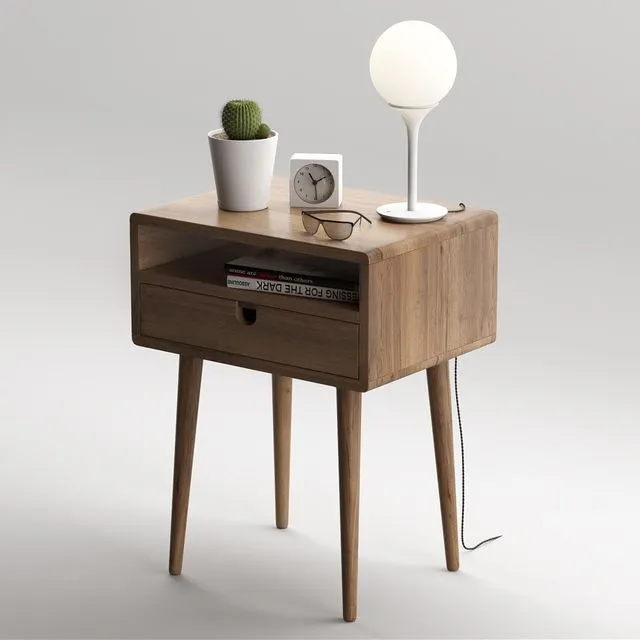 Mid Century Nightstand with Drawer in Walnut 3dsMax Model