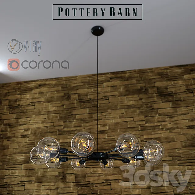 Mid century orb chandelier by Pottery Barn 3DSMax File