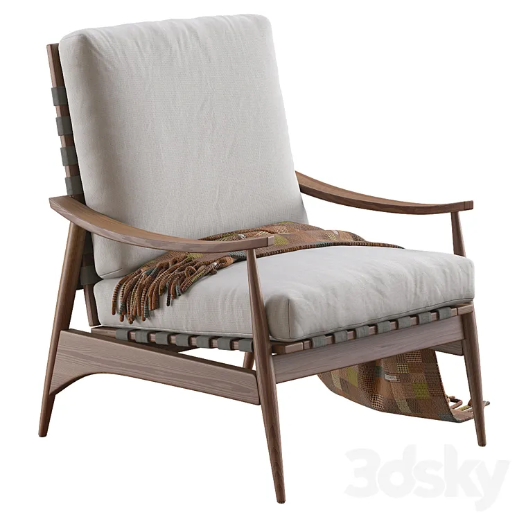 Mid Century Outdoor Show Wood Lounge Chair 3DS Max