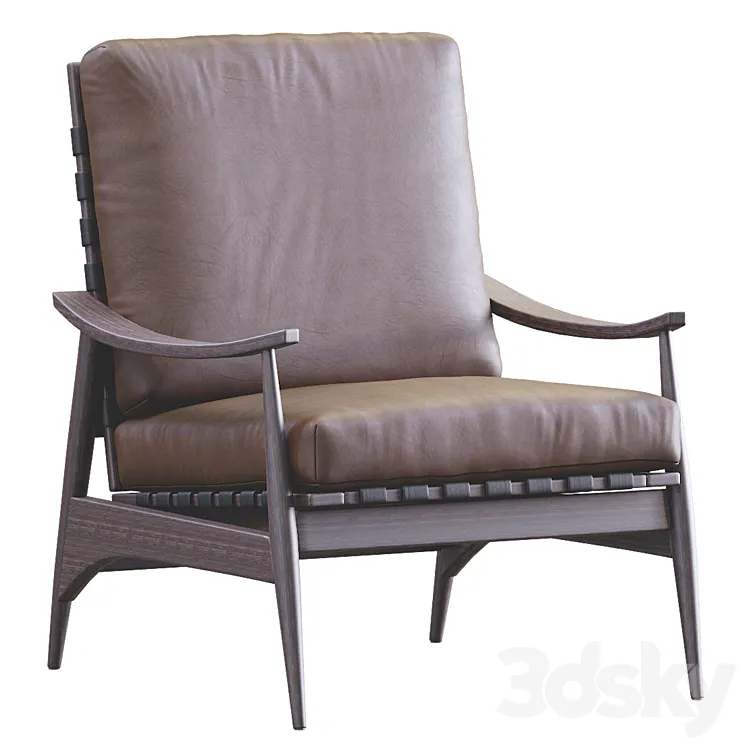 Mid Century Outdoor Show Wood Lounge Chair Leather 3DS Max