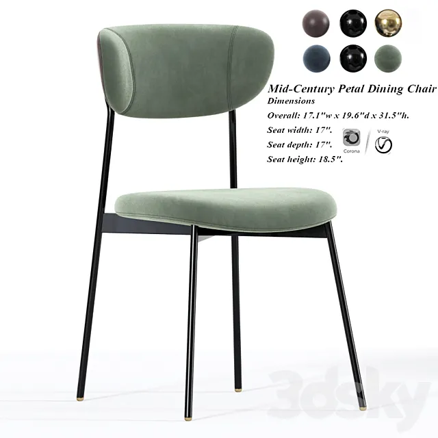 Mid-Century Petal Dining Chair 3DSMax File