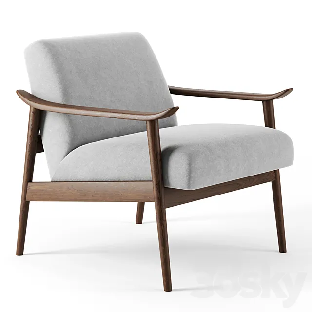 mid century show wood chair by Westelm 3DSMax File