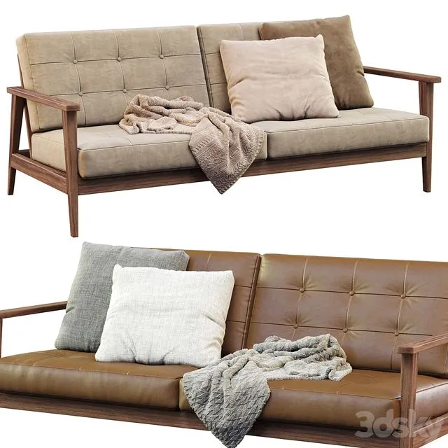 Mid century show wood sofa 3dsMax Model