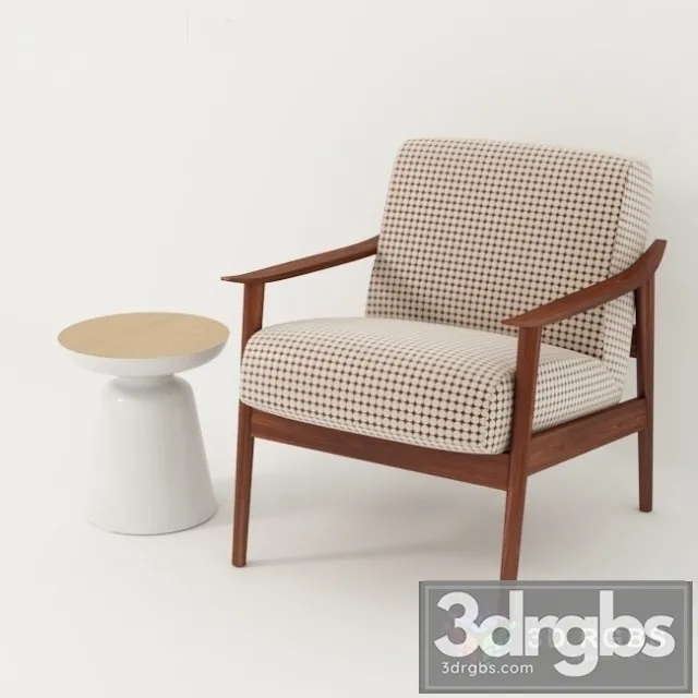 Mid Century Show Wood Upholstered Chair 3dsmax Download