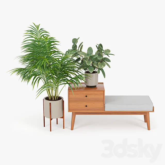 mid century storage bench acorn 3DSMax File