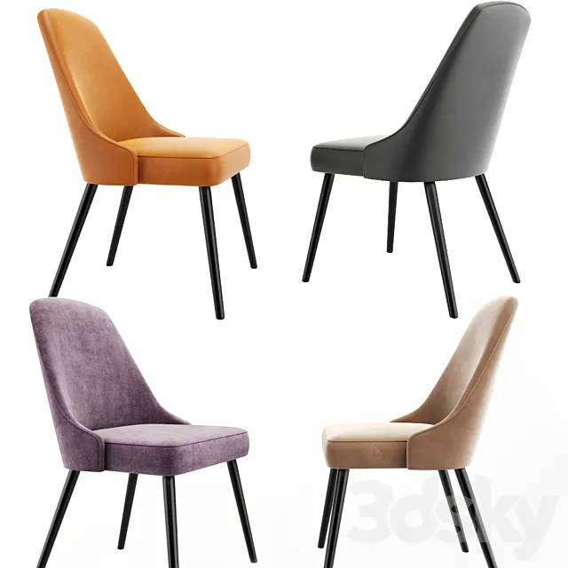 Mid-Century Upholstered Dining Chair 3ds Max