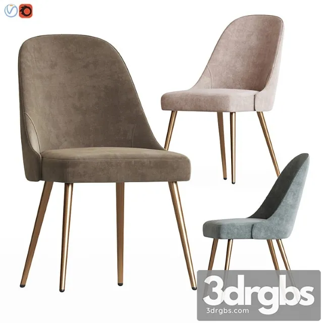 Mid Century Upholstered Dining Chair Metal Legs Westelm 3dsmax Download