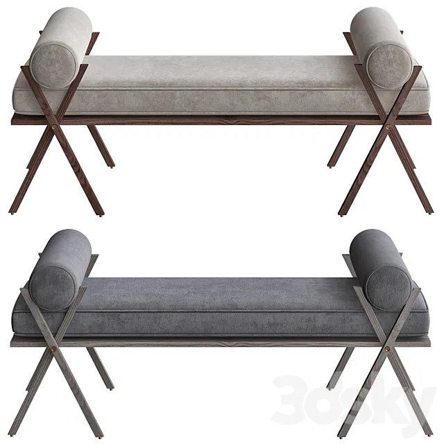 Mid Century Upholstery Bench 3DSMax File