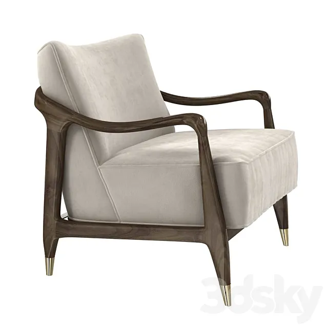 Midcentury Sculptural Gio Ponti Style Walnut Lounge Chairs 1950s 3DSMax File