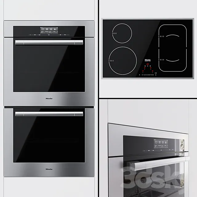 Miele – dual universal oven H 6780 BP2 and cooking surface KM 6347 3ds Max