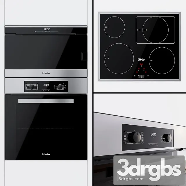 Miele – oven h 2265 b active double boiler dg 6030 and cooking surface km 6117 2 3dsmax Download