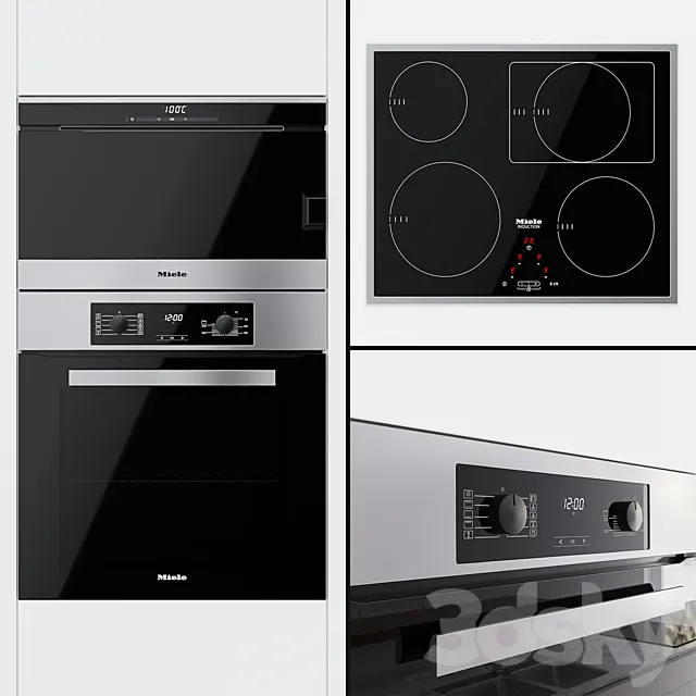 Miele – oven H 2265 B Active. double boiler DG 6030 and cooking surface KM 6117 3DSMax File