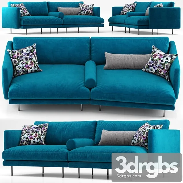 Mies two seater sofa blue – calligaris 2 3dsmax Download