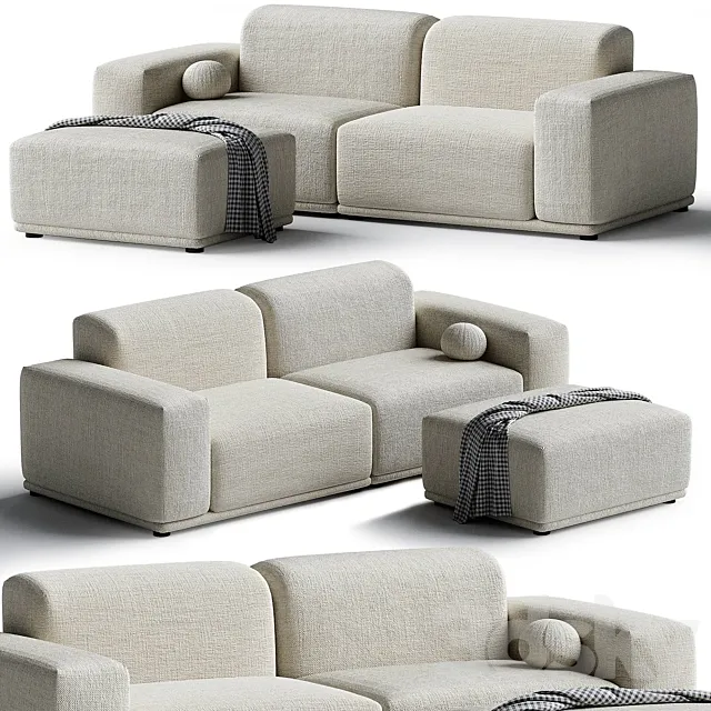 Milan 3 Seater Sofa with Ottoman 3ds Max