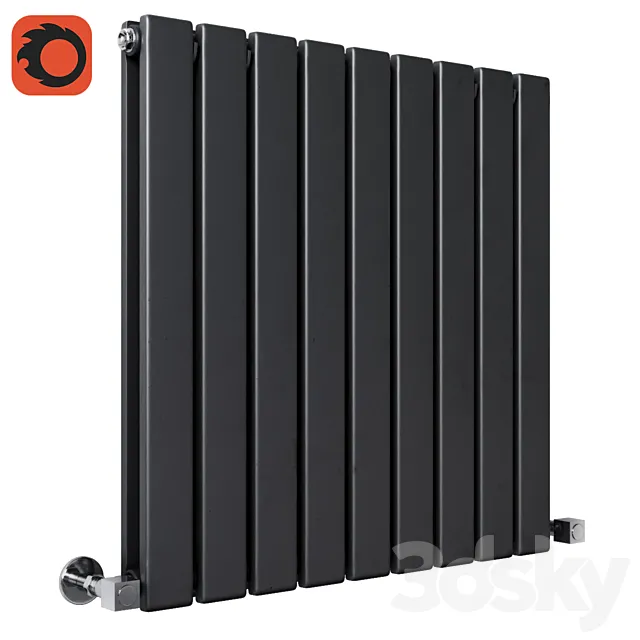 Milano Alpha – Black Horizontal Double Slim Panel Designer Radiator 3DS Max Model