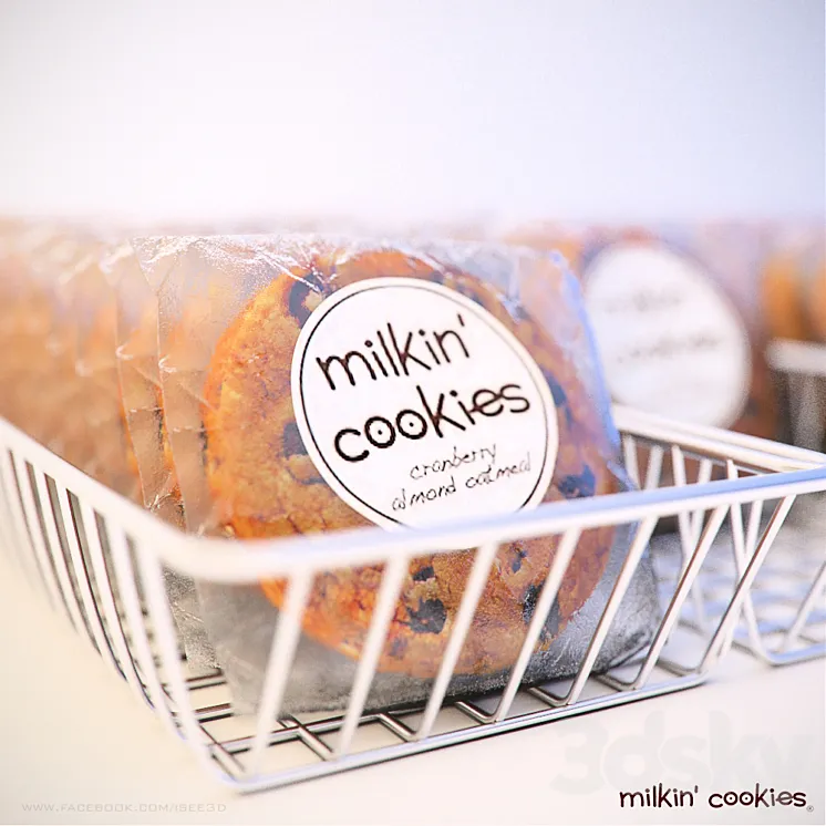 Milkin Cookies in basket 3DS Max