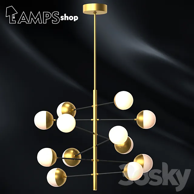 Milky Gold Trees Chandelier 3DS Max Model
