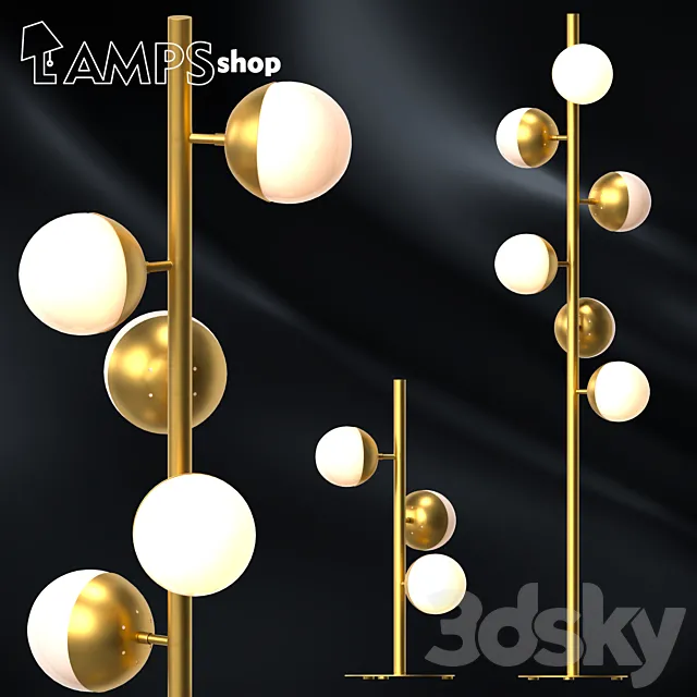 Milky Gold Trees Floor Lamps 3DS Max Model