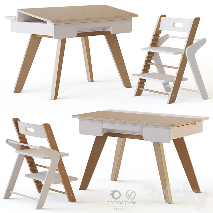 Mimiloona Magnus childrens table and chair 3DS Max Model