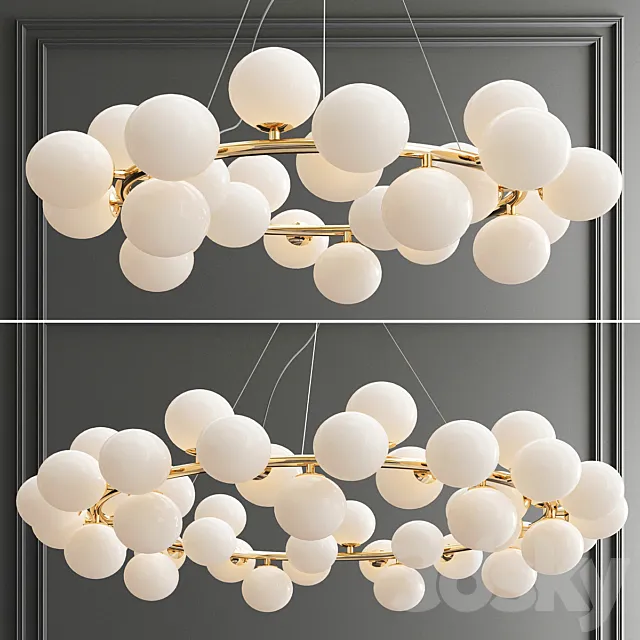 Mimosa Round 25 & 45 Lamp Chandelier 3DS Max Model