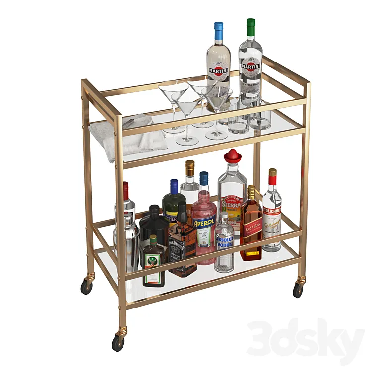 Mini Bar Beverage Table 3DS Max