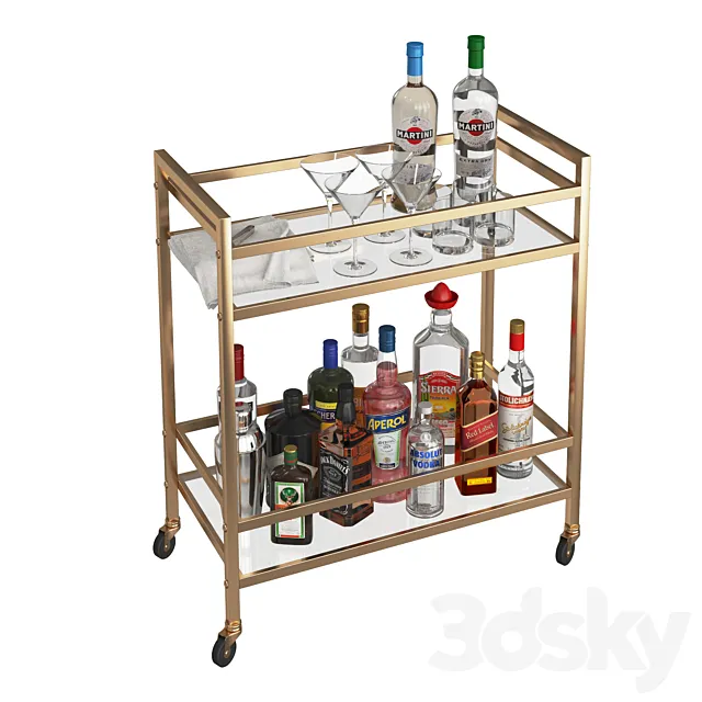 Mini Bar Beverage Table 3dsMax Model