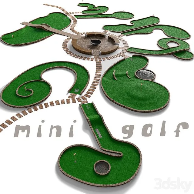 Mini golf. A set of 9 fields 3dsMax Model