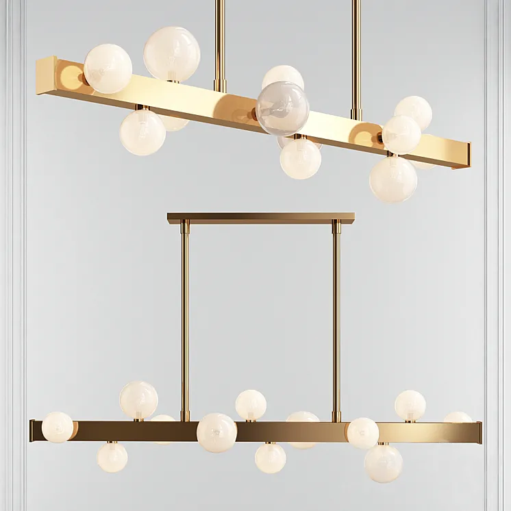 Mini Hinsdale 12-Light Sputnik Linear LED Chandelier 3DS Max