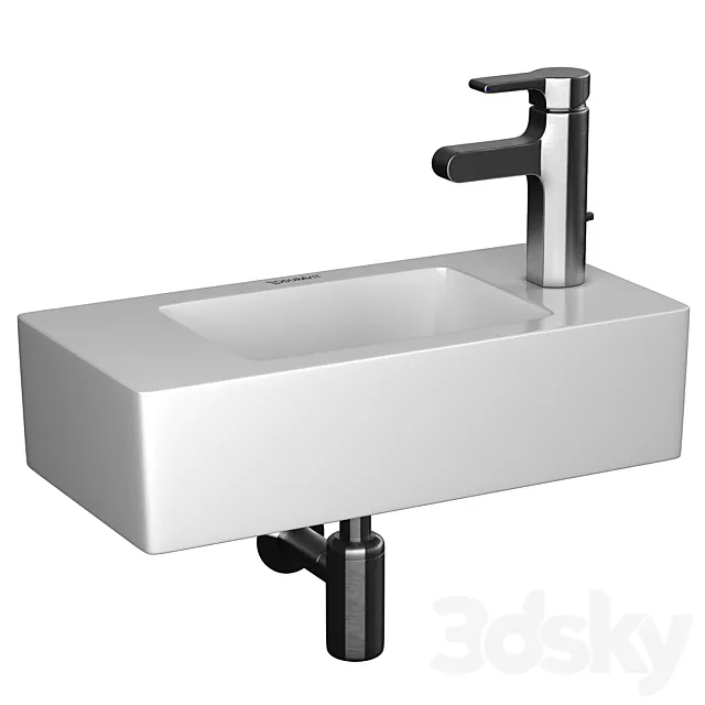 Mini sink Duravit Vero & mixer Jacob Delafon Singulier 3ds Max