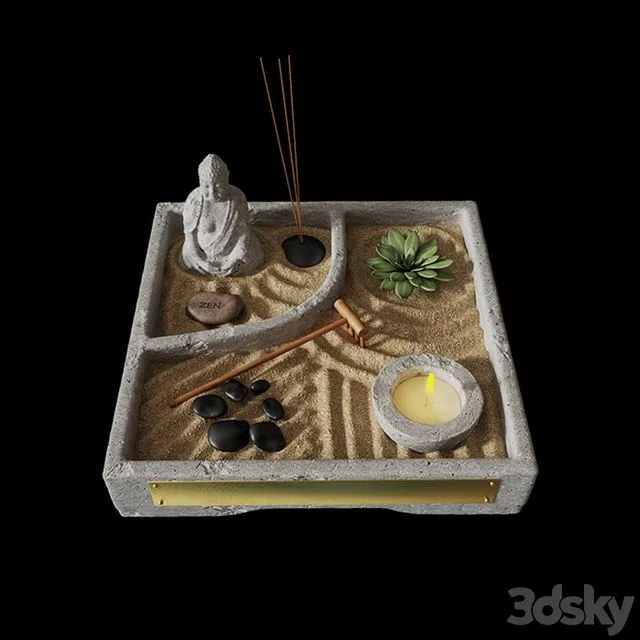 Mini Zen Garden 3dsMax Model