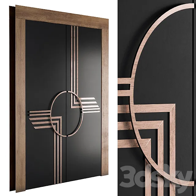 Minimal Black and Gold Door 3ds Max