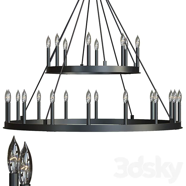 Minimalist Iron Ring Chandelier 24 Lamps 3ds Max