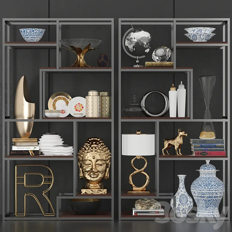 Minimalist shelving with decor and accessories for design projects 7 3DS Max