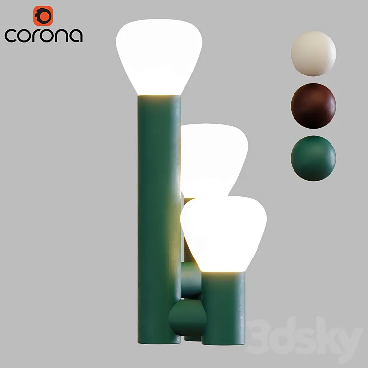 Minimalist Style 3-Light Brown\/Green\/White Table Lamp 3DS Max Model