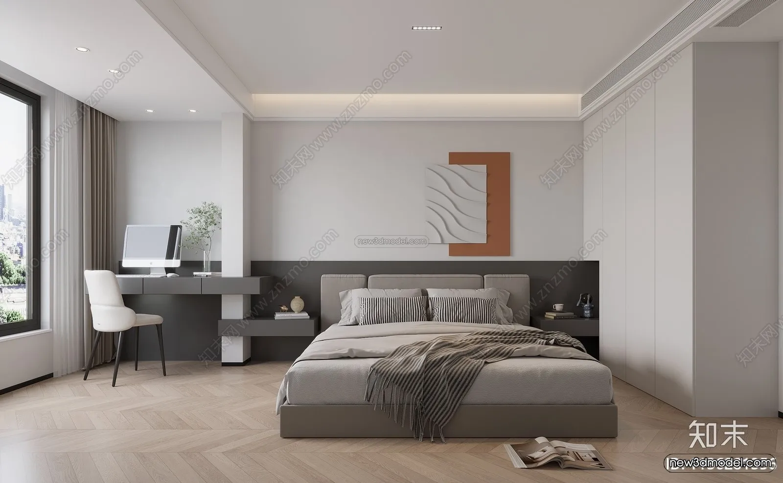 Minimalist Style Interior 3D Blocks – Bedroom 3D Model – 162 – CORONA