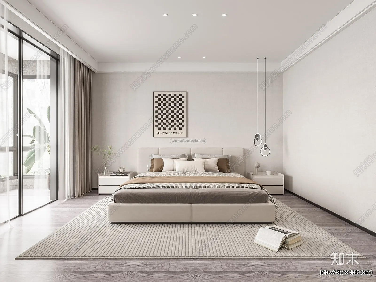 Minimalist Style Interior 3D Blocks – Bedroom 3D Model – 165 – CORONA