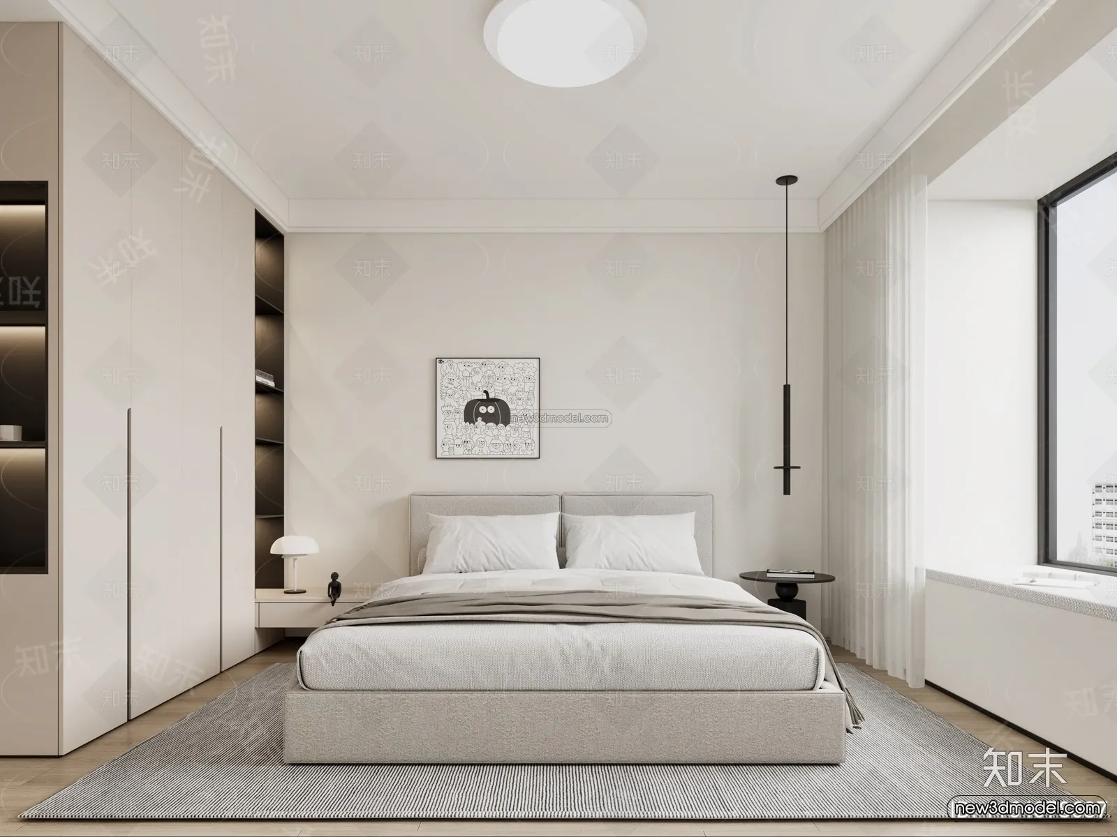Minimalist Style Interior 3D Blocks – Bedroom 3D Model – 166 – VRAY