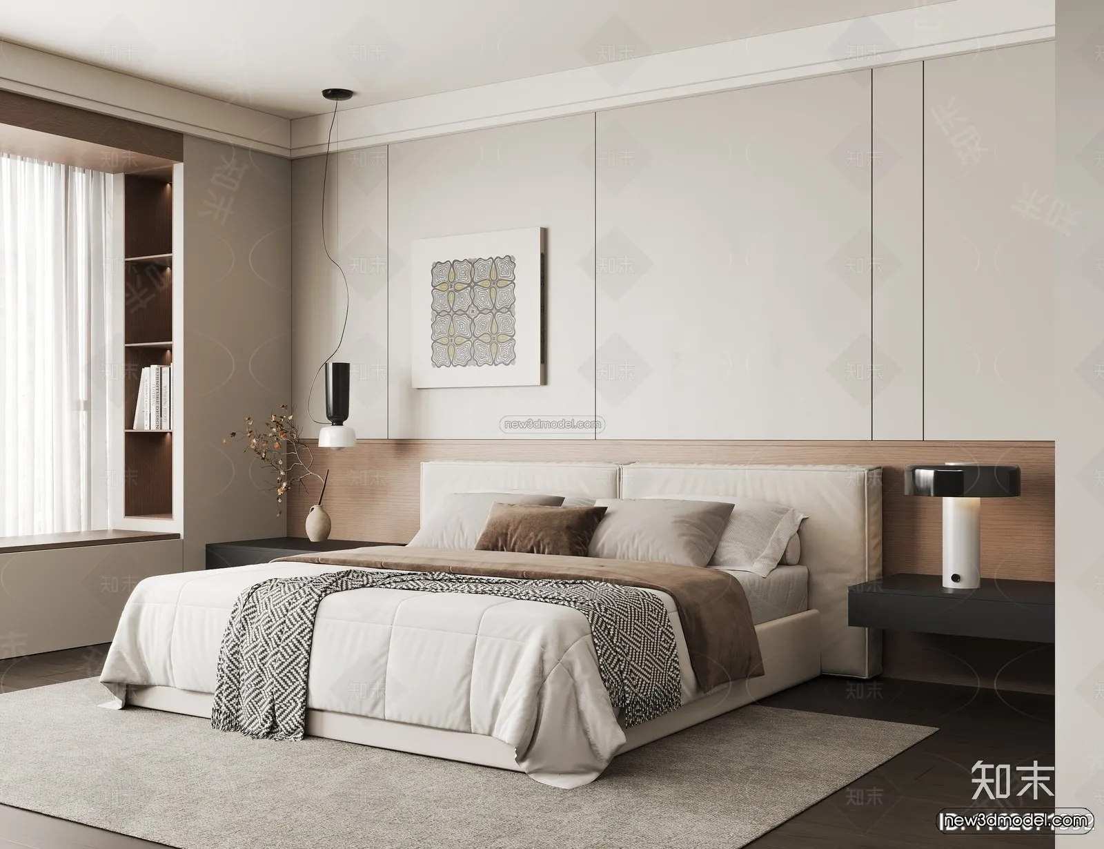 Minimalist Style Interior 3D Blocks – Bedroom 3D Model – 168 – CORONA