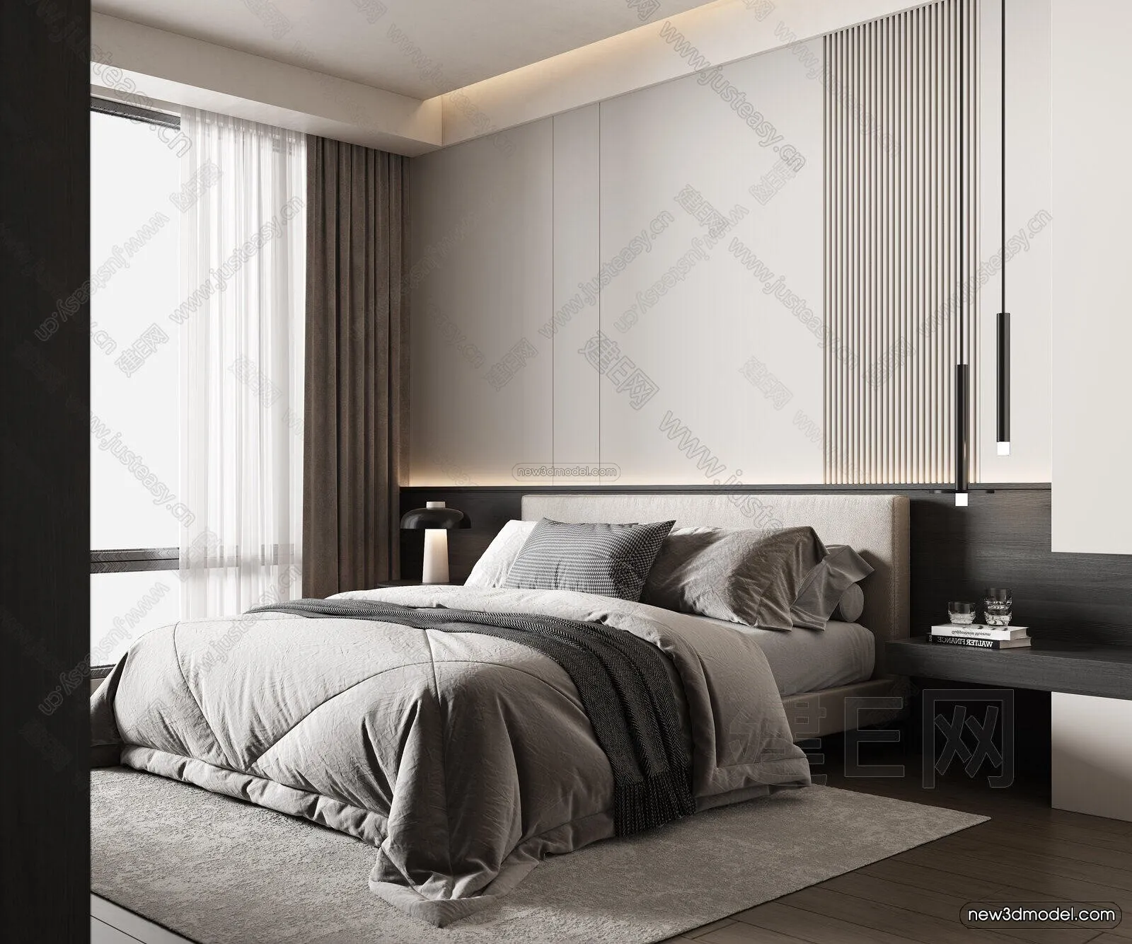 Minimalist Style Interior 3D Blocks – Bedroom 3D Model – 170 – VRAY