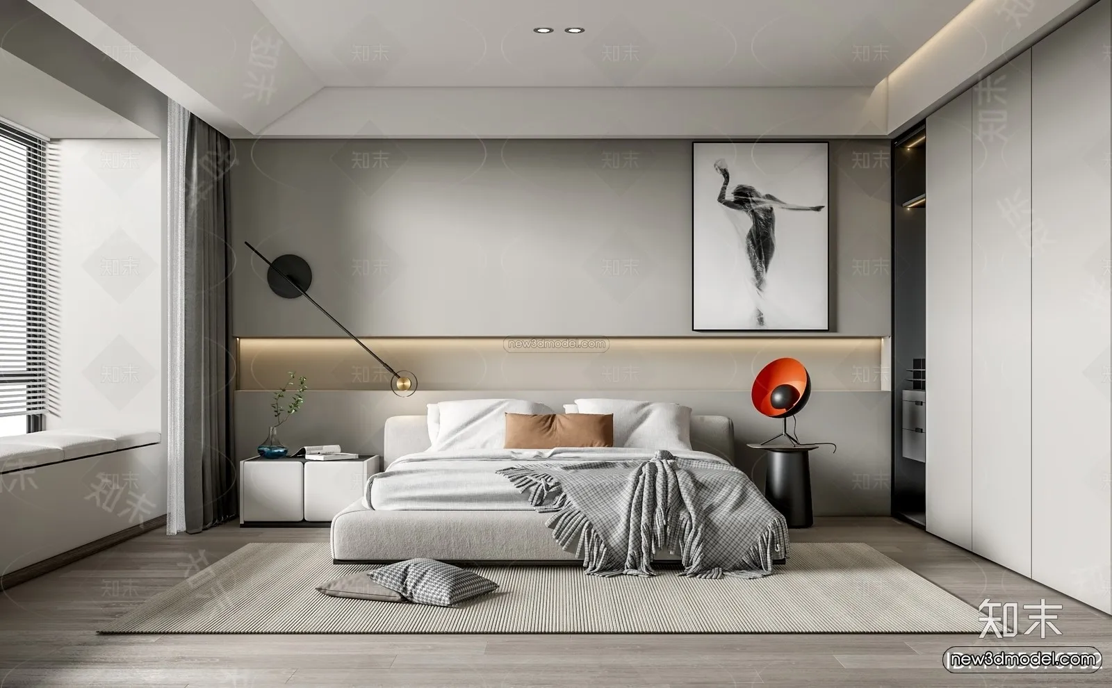 Minimalist Style Interior 3D Blocks – Bedroom 3D Model – 172 – VRAY