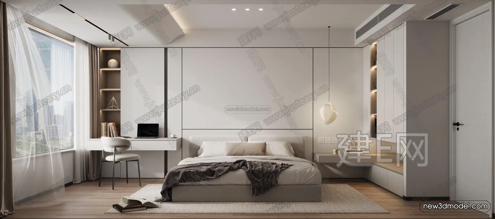 Minimalist Style Interior 3D Blocks – Bedroom 3D Model – 173 – CORONA