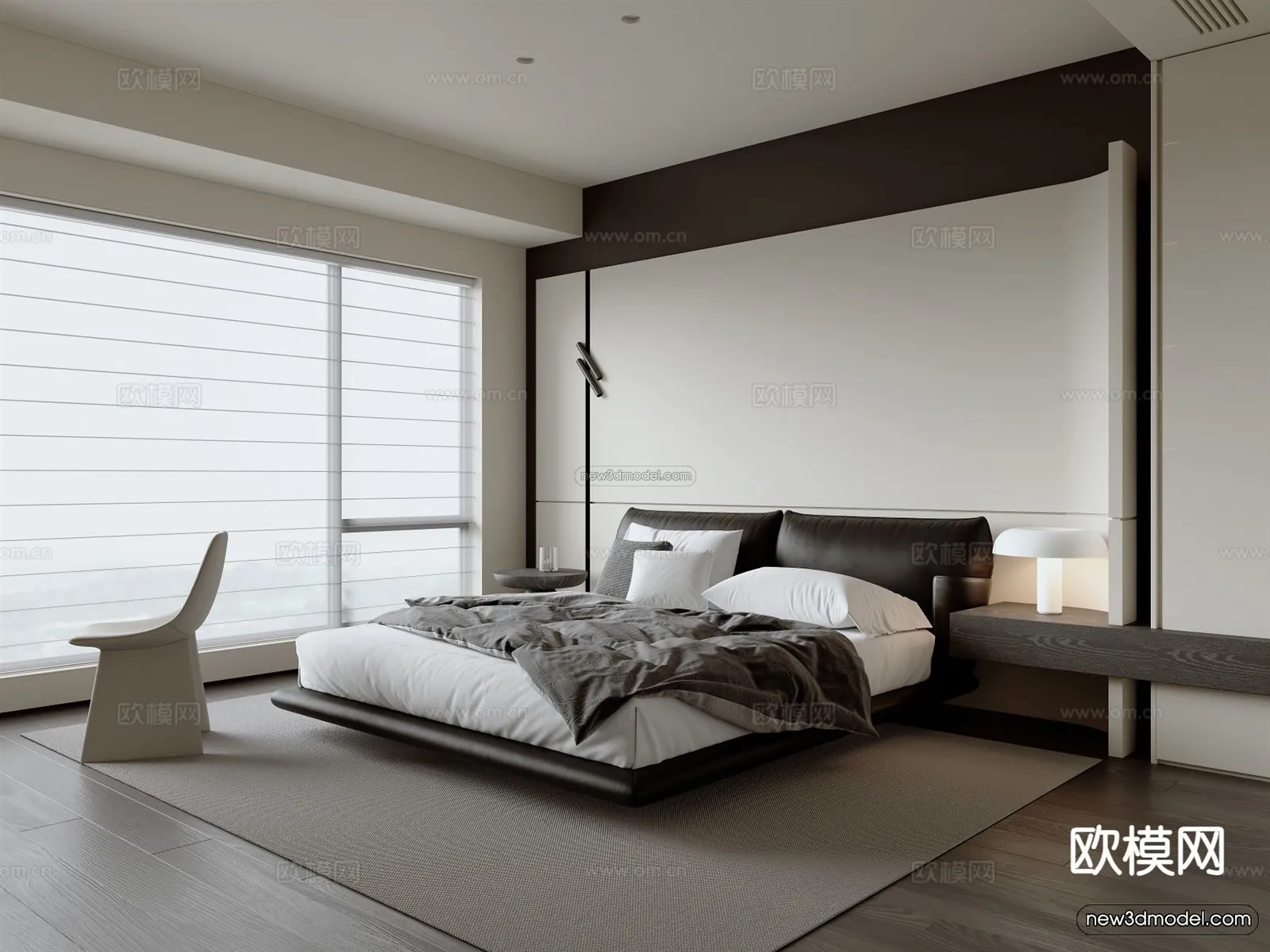 Minimalist Style Interior 3D Blocks – Bedroom 3D Model – 176 – VRAY