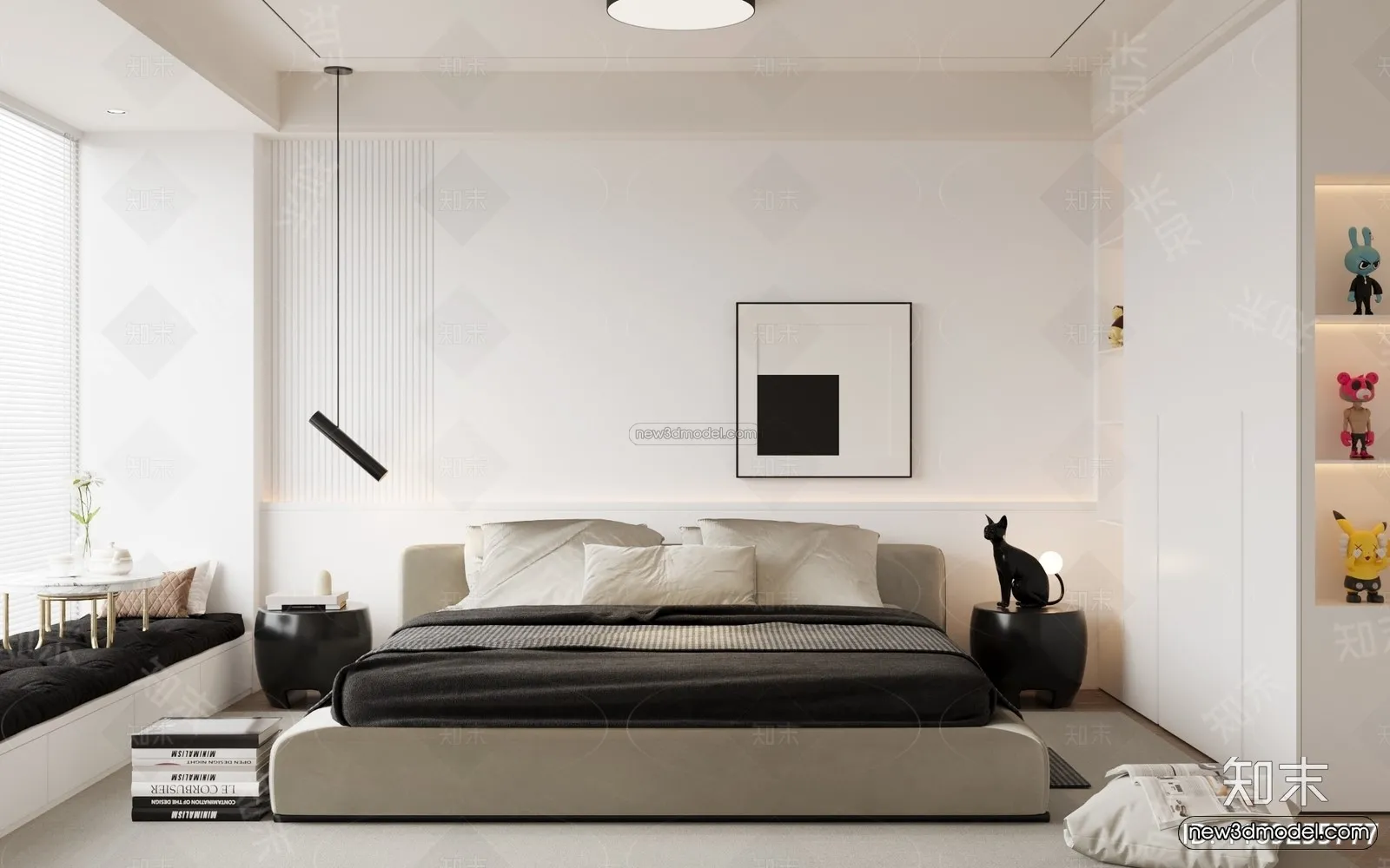 Minimalist Style Interior 3D Blocks – Bedroom 3D Model – 178 – CORONA