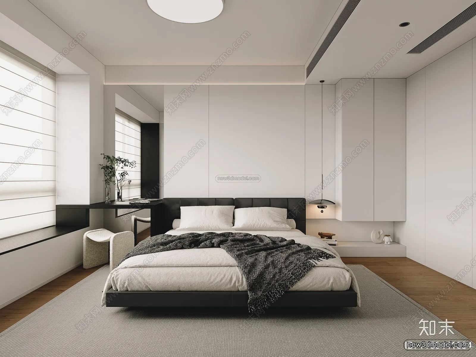Minimalist Style Interior 3D Blocks – Bedroom 3D Model – 179 – CORONA