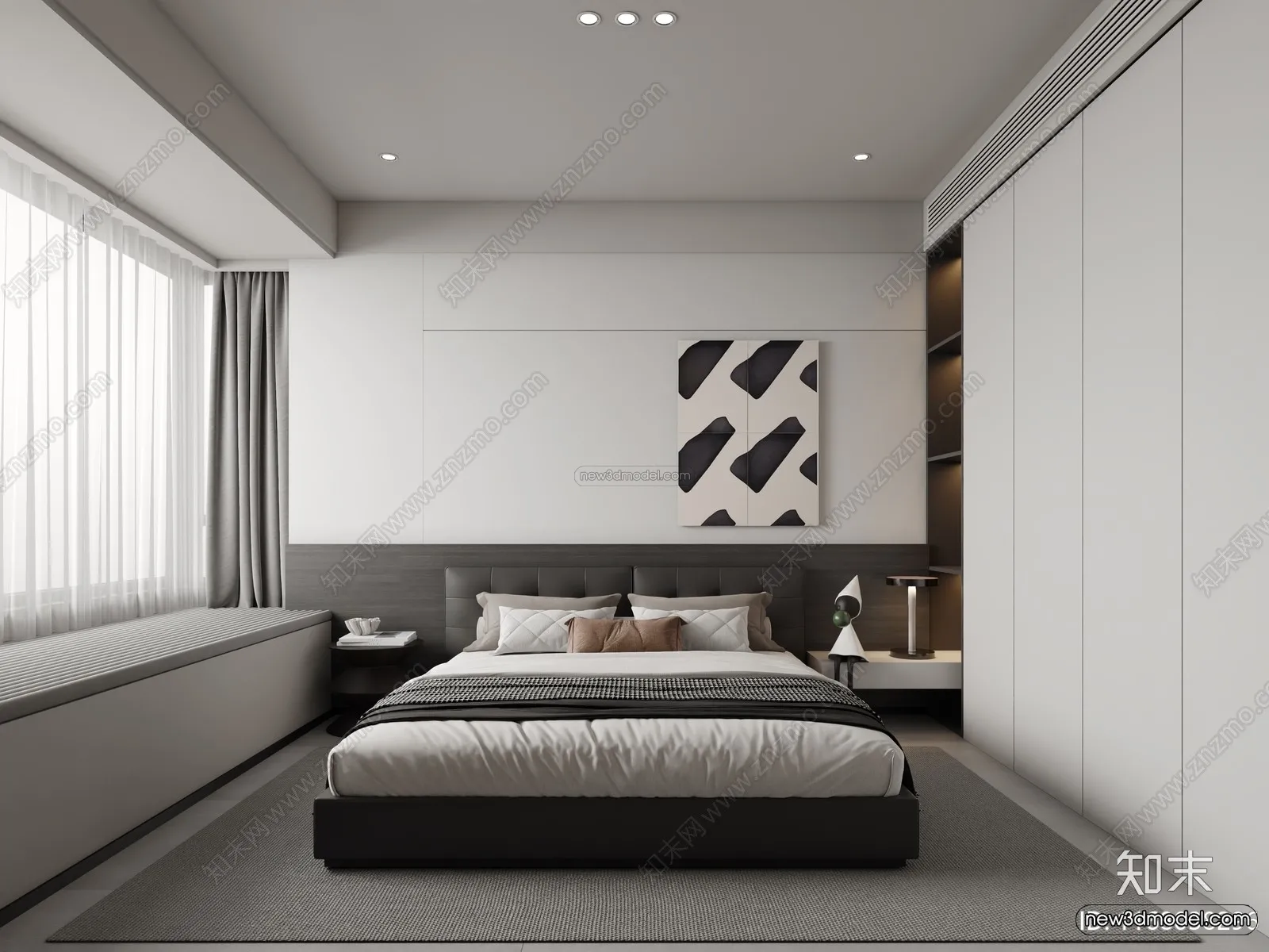 Minimalist Style Interior 3D Blocks – Bedroom 3D Model – 180 – CORONA
