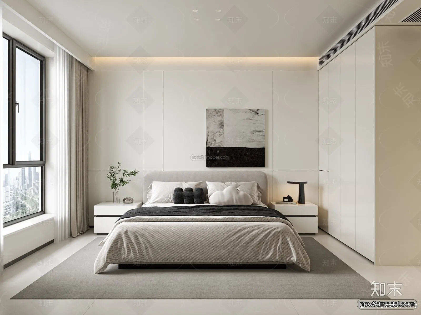Minimalist Style Interior 3D Blocks – Bedroom 3D Model – 183 – CORONA
