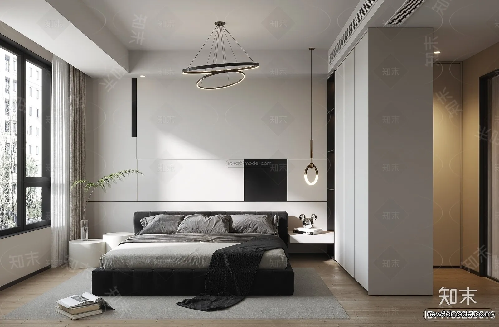 Minimalist Style Interior 3D Blocks – Bedroom 3D Model – 185 – CORONA