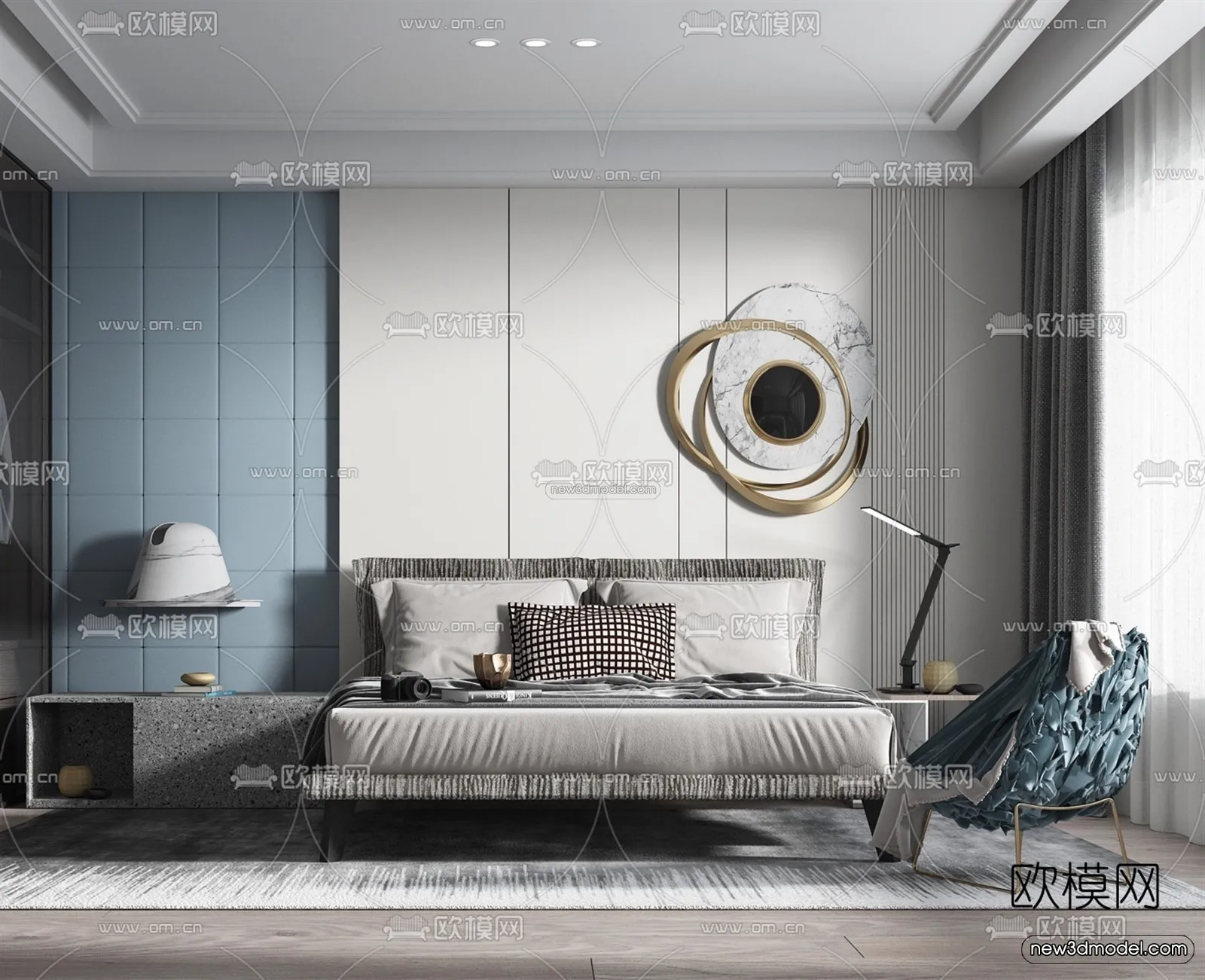 Minimalist Style Interior 3D Blocks – Bedroom 3D Model – 190 – VRAY