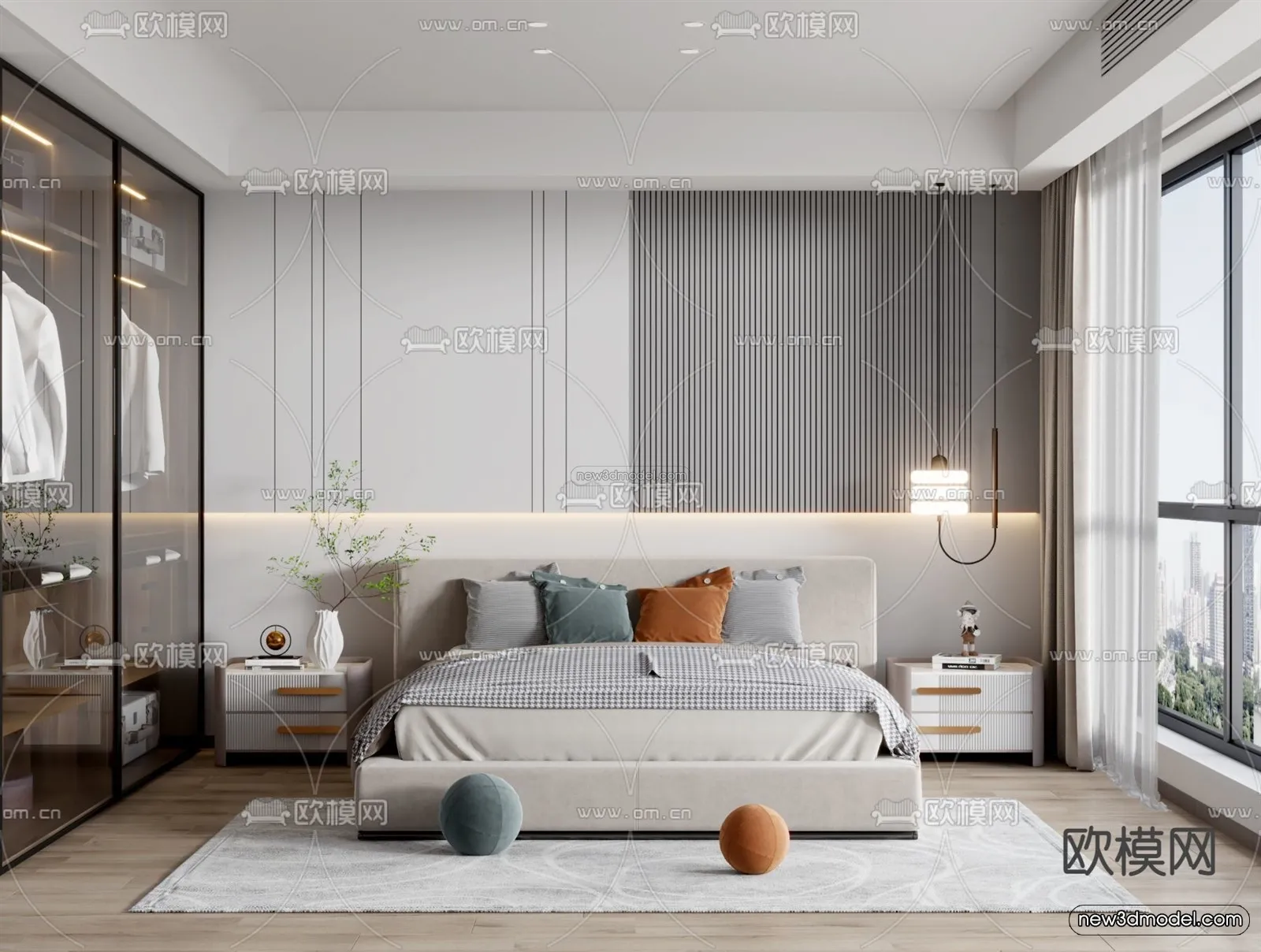 Minimalist Style Interior 3D Blocks – Bedroom 3D Model – 197 – VRAY
