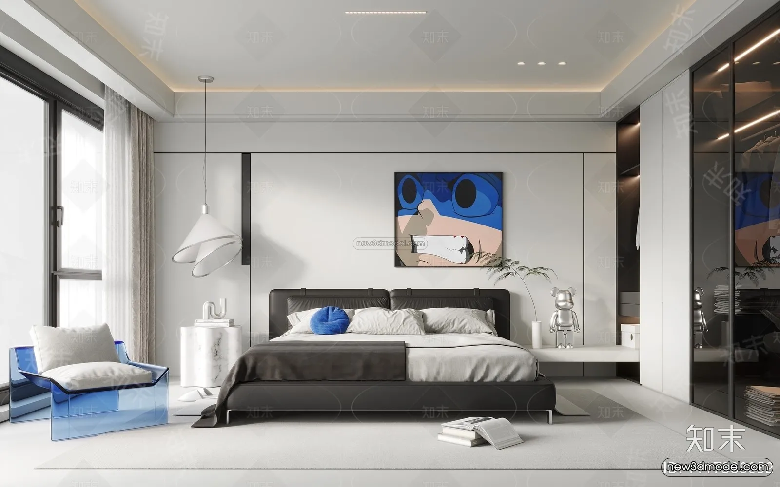 Minimalist Style Interior 3D Blocks – Bedroom 3D Model – 212 – CORONA